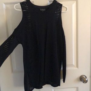 Black, open-shoulder sweater. US size 2.